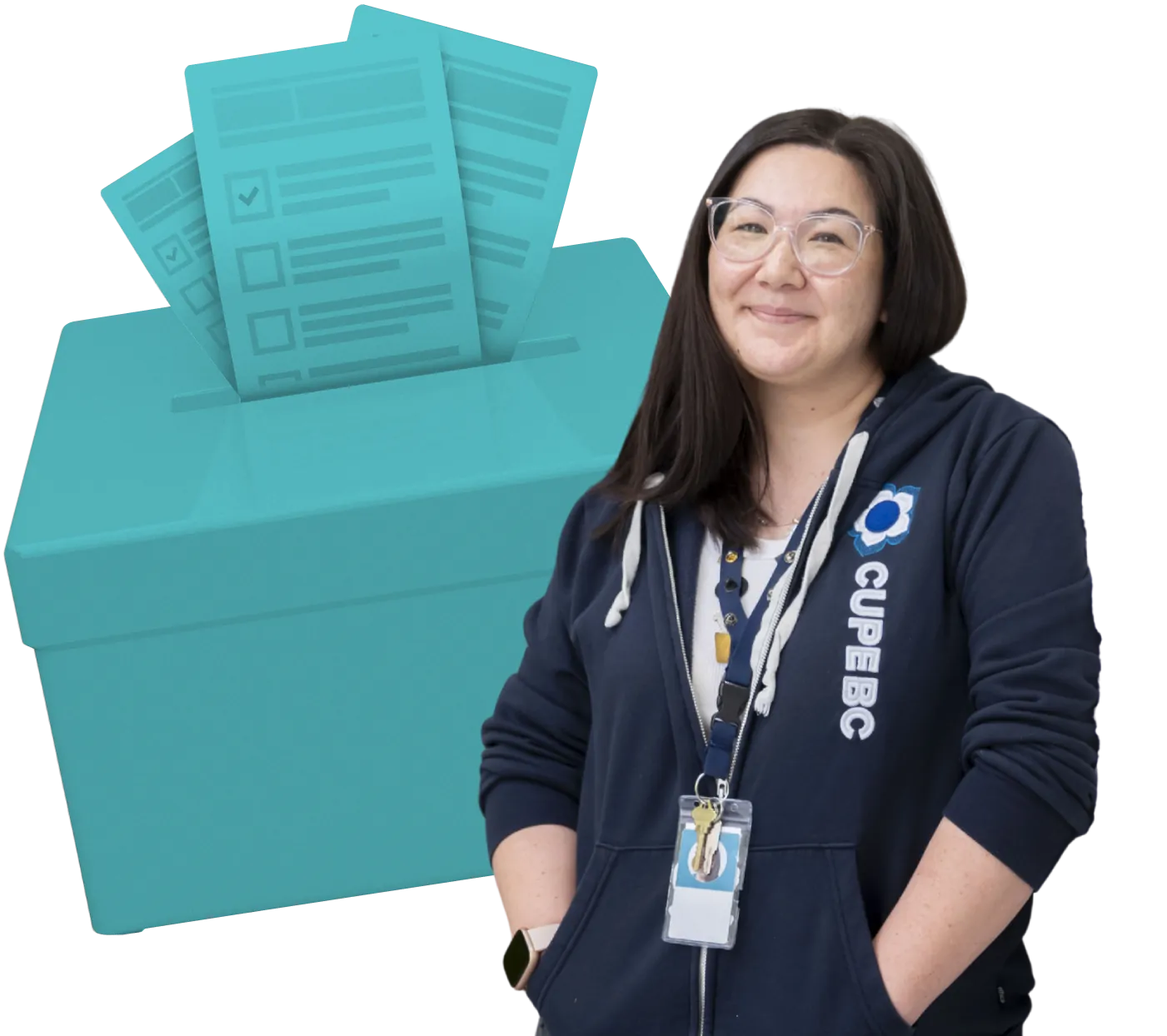 A CUPE BC member casting their ballot
